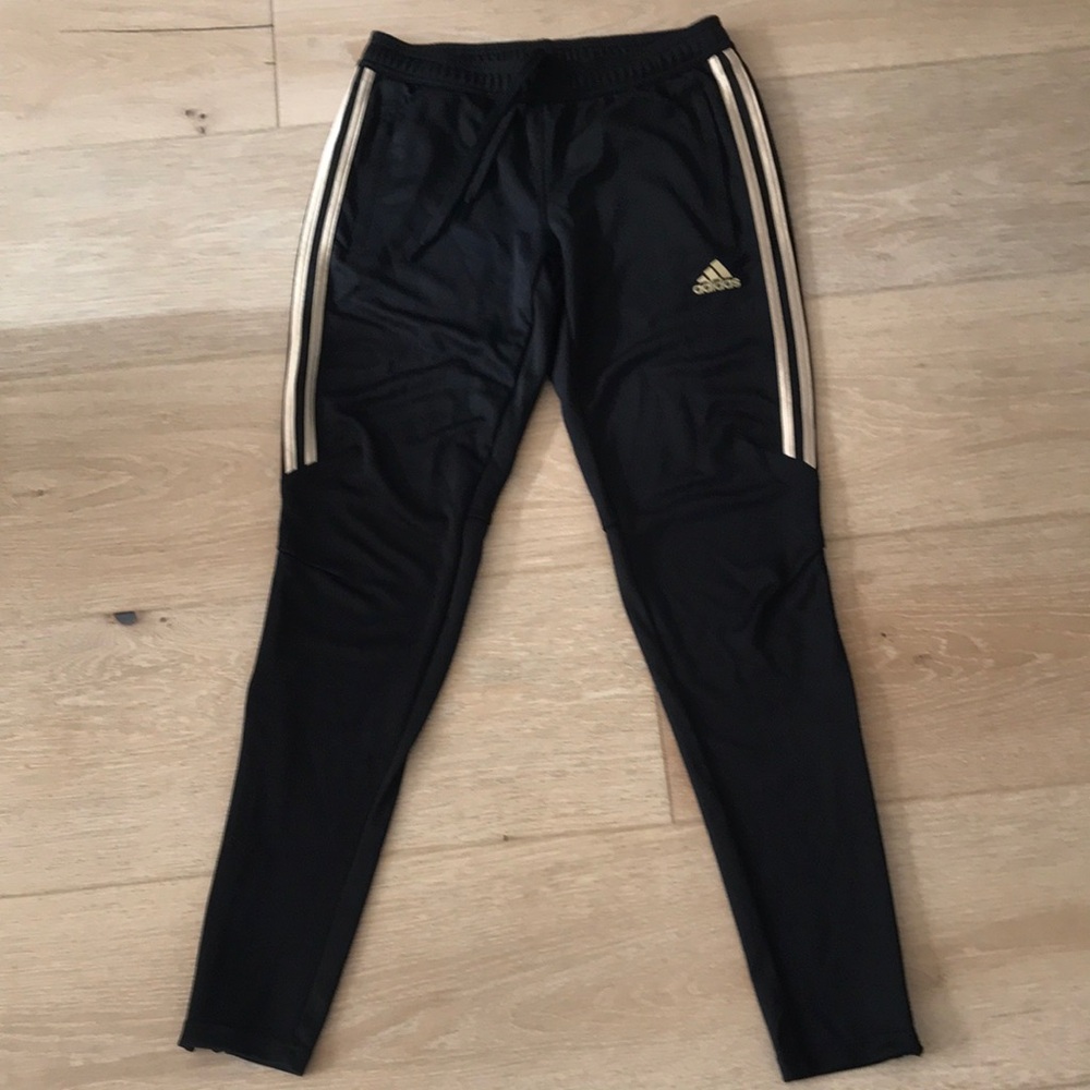 Adidas Women’s Black Joggers with Gold Stripes
